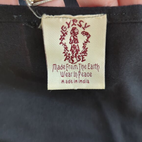 Gypsy‎ Rose Black Embroidered Poncho Top With Tie Neck Flowing Sleeves Boho sz M - Picture 5 of 11